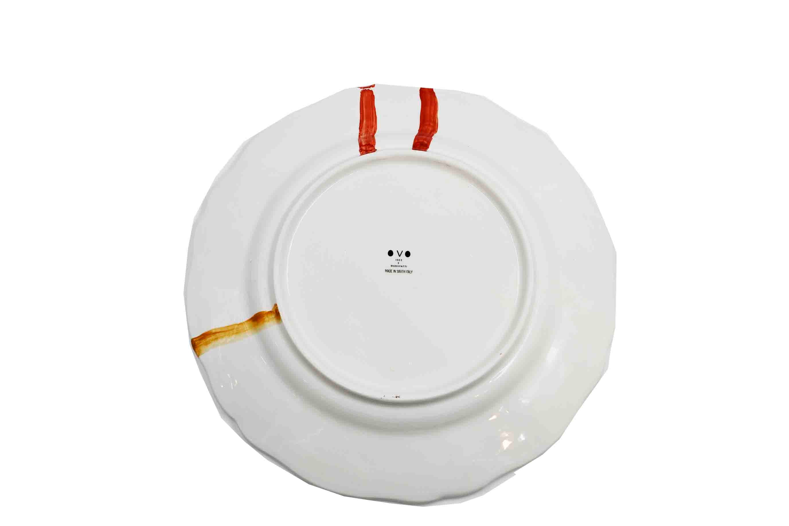 Piatto da Tavola "Sim" in Ceramica Pennellata | Ø 32cm - Codice Corallo
