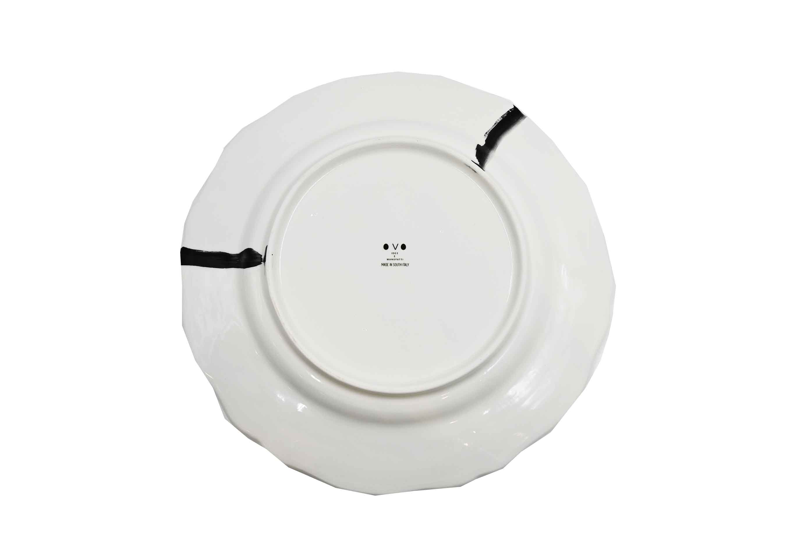 Piatto da Tavola "Sim" in Ceramica Pennellata | Ø 32cm - Vela Notturna