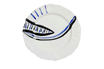 Piatto da Tavola "Sim" in Ceramica Pennellata | Ø 32cm - Vela Notturna