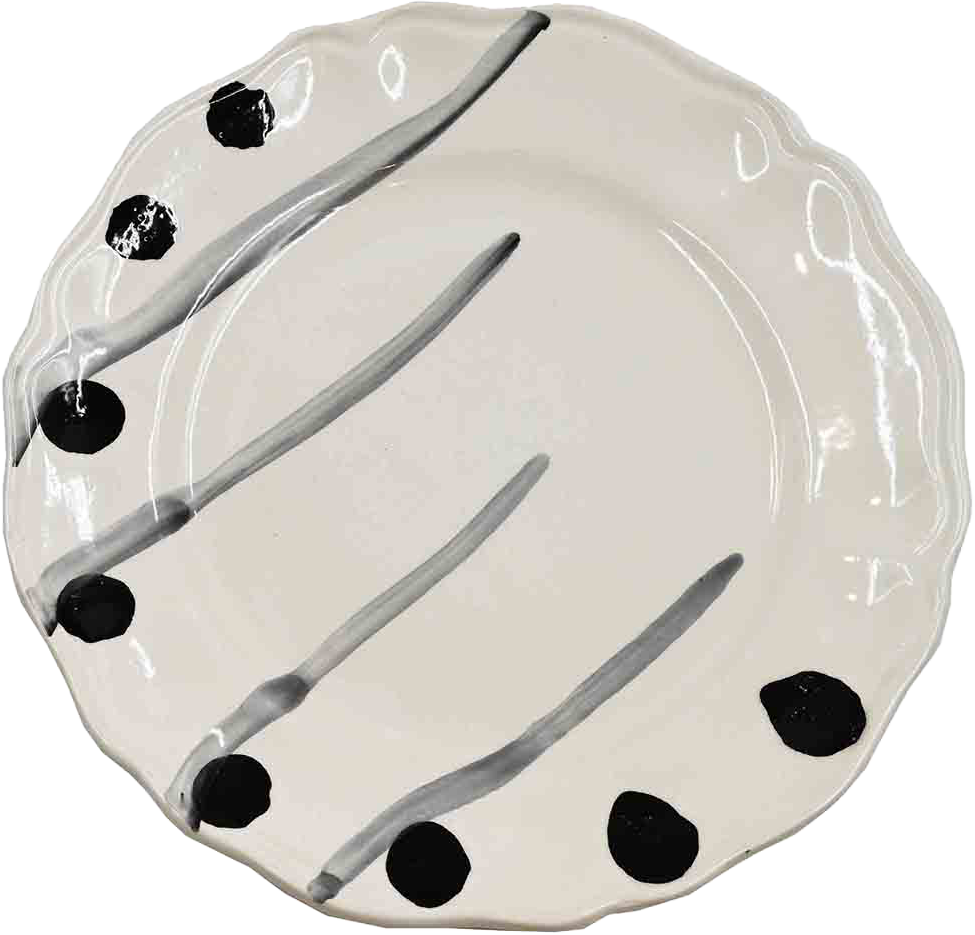 Piatto da Tavola "Sim" in Ceramica Pennellata | Ø 20cm - Grafite