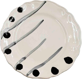 Piatto da Tavola "Sim" in Ceramica Pennellata | Ø 20cm - Grafite