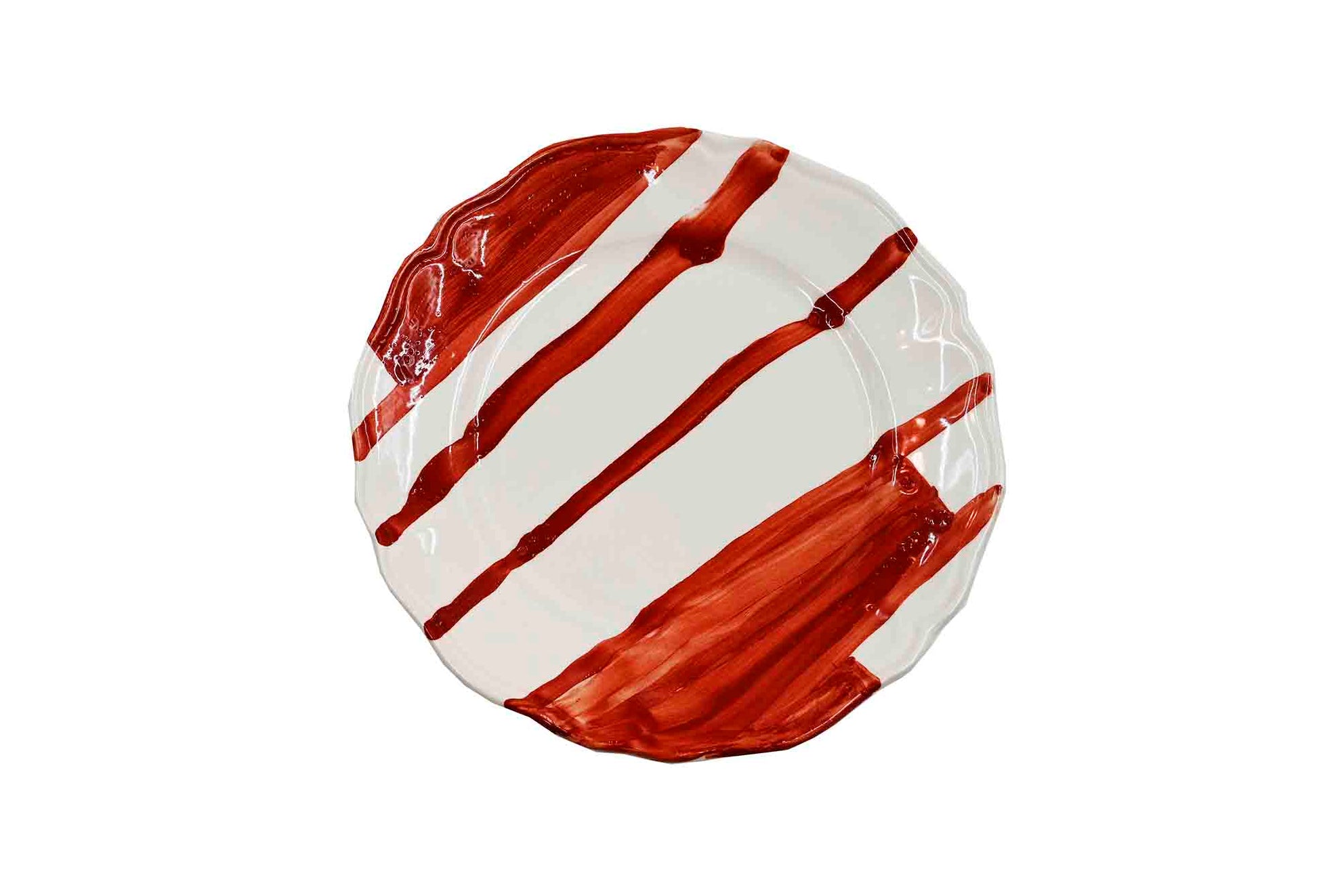 Piatto da Tavola "Sim" in Ceramica Pennellata | Ø 20cm - Rosso Pennellata