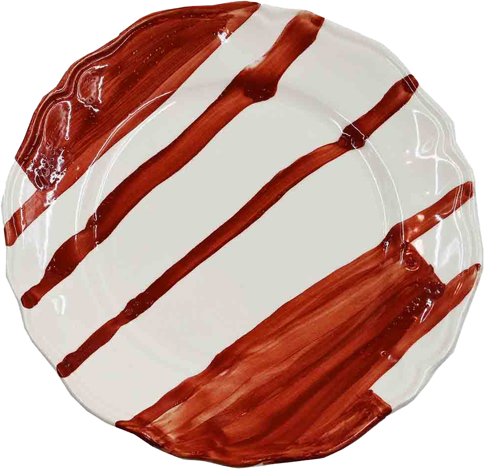 Piatto da Tavola "Sim" in Ceramica Pennellata | Ø 20cm - Rosso Pennellata