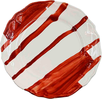 Piatto da Tavola "Sim" in Ceramica Pennellata | Ø 20cm - Rosso Pennellata
