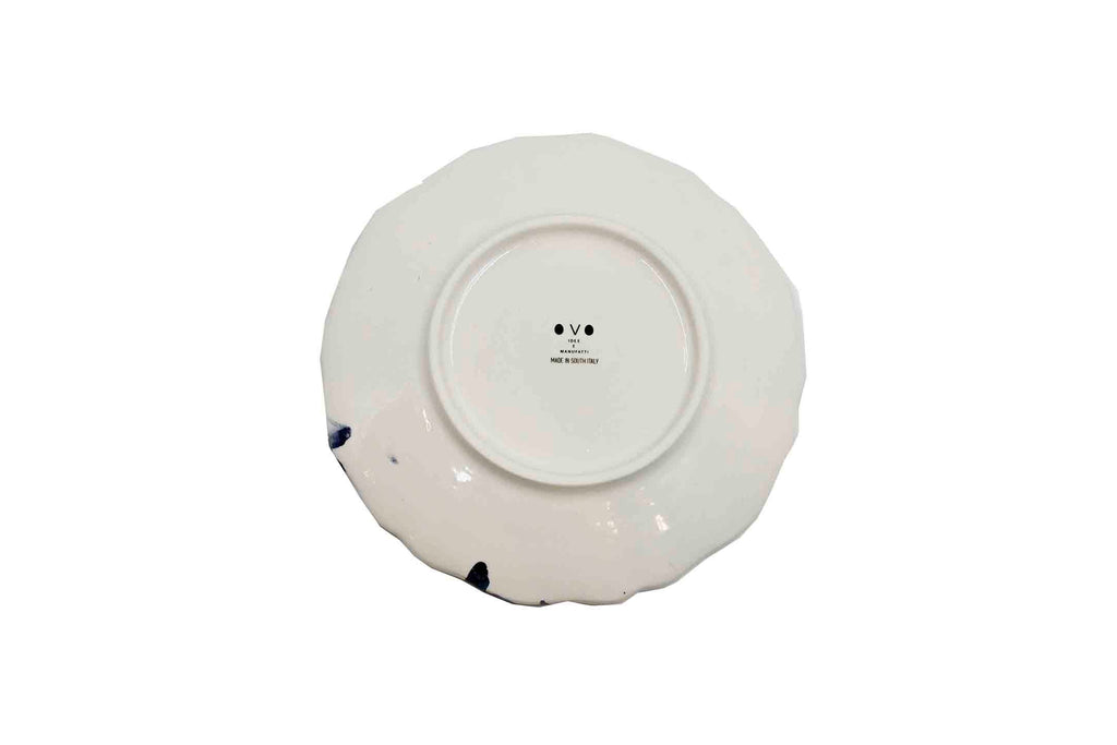 Piatto da Tavola "Sim" in Ceramica Pennellata | Ø 20cm - Blu Notte Fiorito