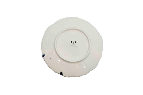 Piatto da Tavola "Sim" in Ceramica Pennellata | Ø 20cm - Blu Notte Fiorito