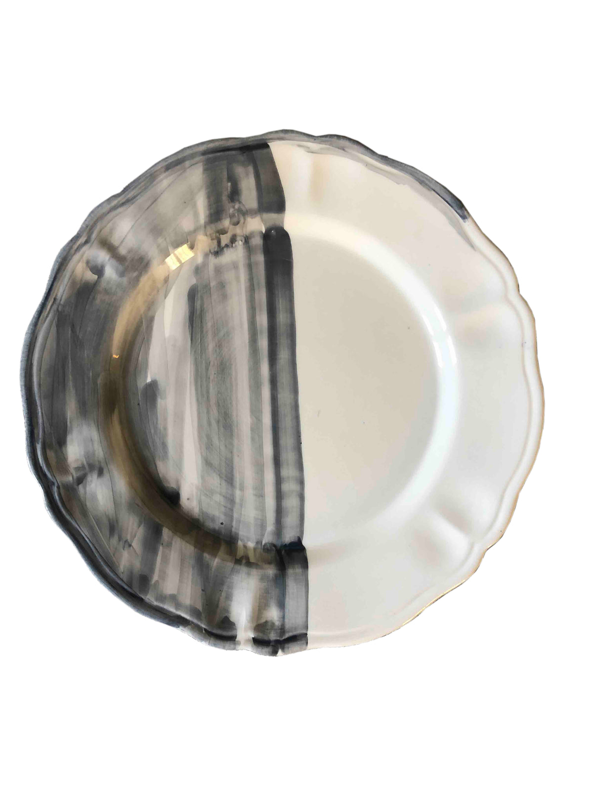 Piatto da Tavola "Sim" in Ceramica Pennellata | Ø 32cm - Bicolor