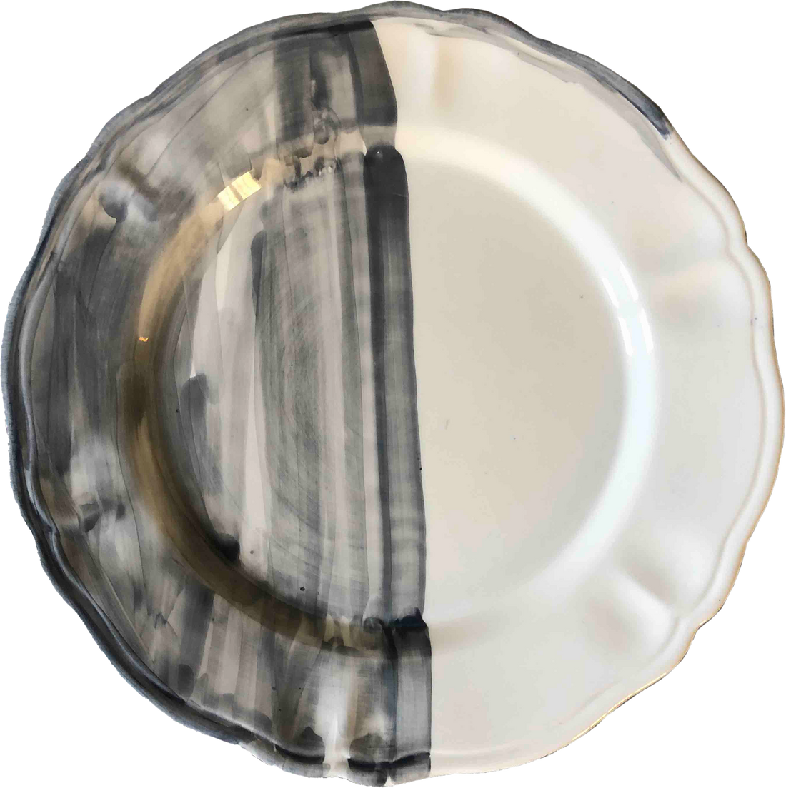 Piatto da Tavola "Sim" in Ceramica Pennellata | Ø 32cm - Bicolor