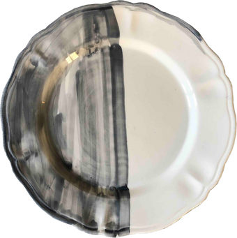 Piatto da Tavola "Sim" in Ceramica Pennellata | Ø 32cm - Bicolor