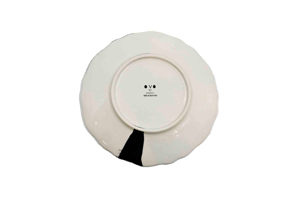 Piatto da Tavola "Sim" in Ceramica Pennellata | Ø 20cm - Gocce nere