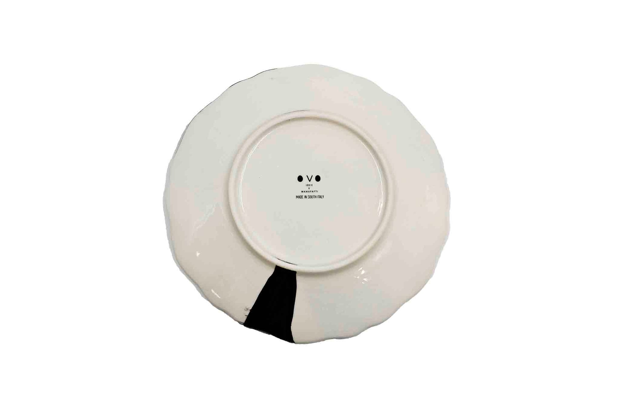 Piatto da Tavola "Sim" in Ceramica Pennellata | Ø 20cm - Gocce nere
