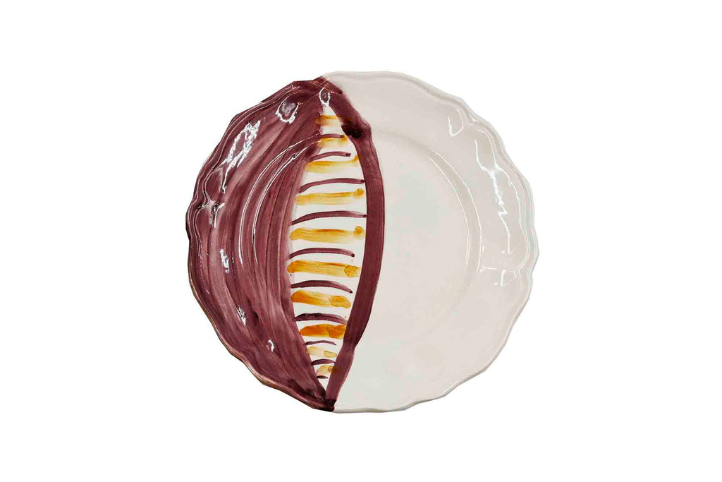 Piatto da Tavola "Sim" in Ceramica Pennellata | Ø 20cm - Melograno Maroon