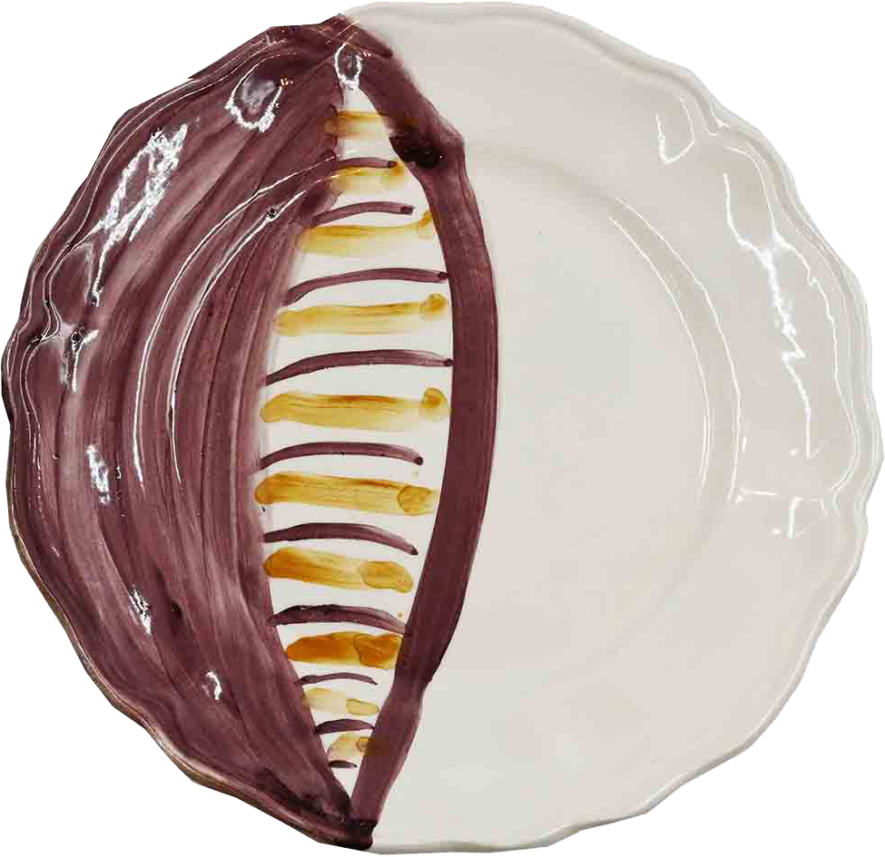 Piatto da Tavola "Sim" in Ceramica Pennellata | Ø 20cm - Melograno Maroon