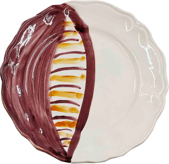 Piatto da Tavola "Sim" in Ceramica Pennellata | Ø 20cm - Melograno Maroon